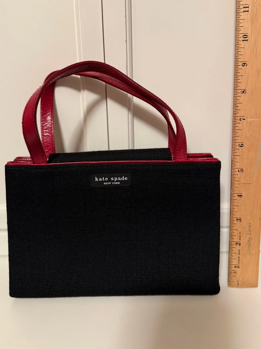 Kate Spade Black Mini Tote with Red Handles